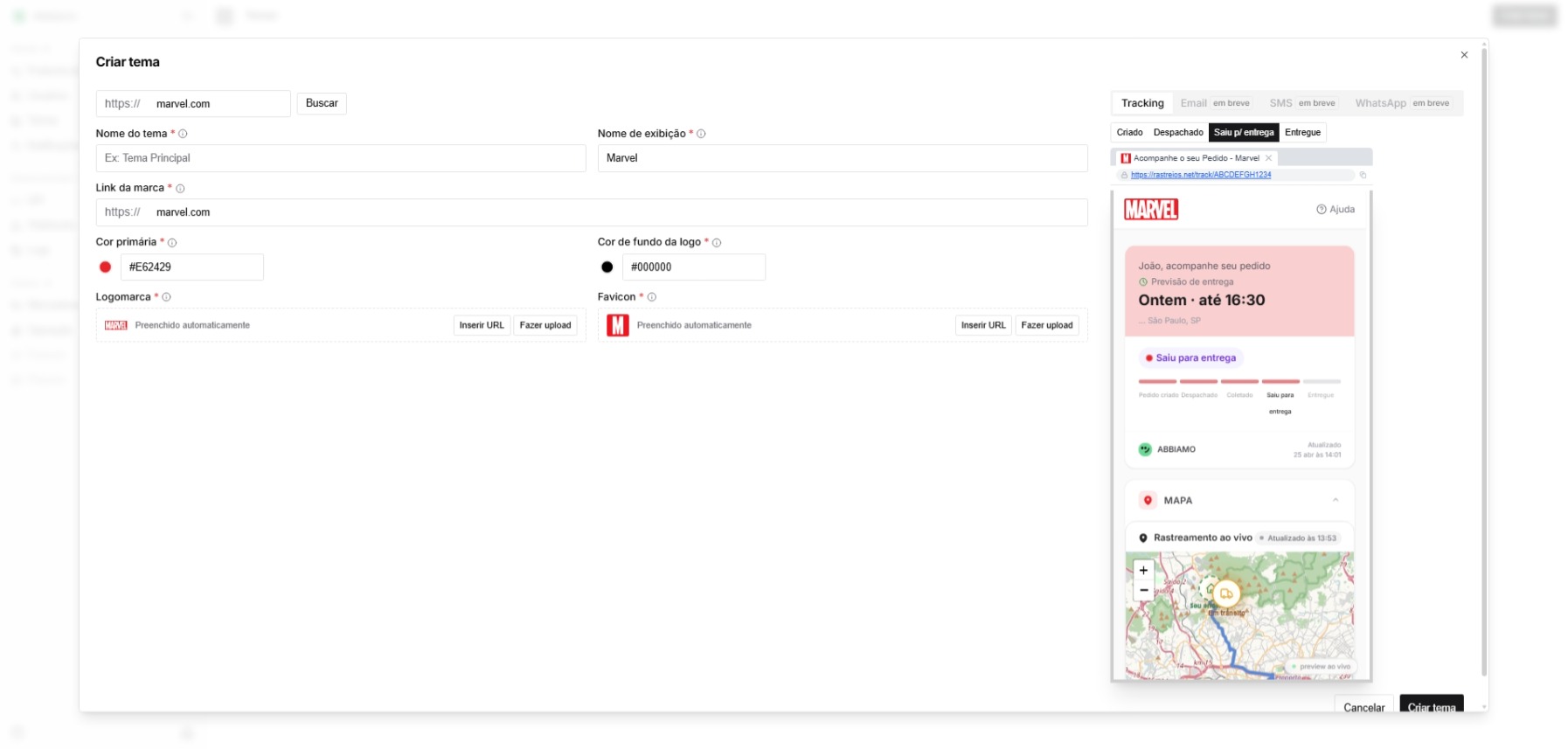 Status: Saiu para entrega